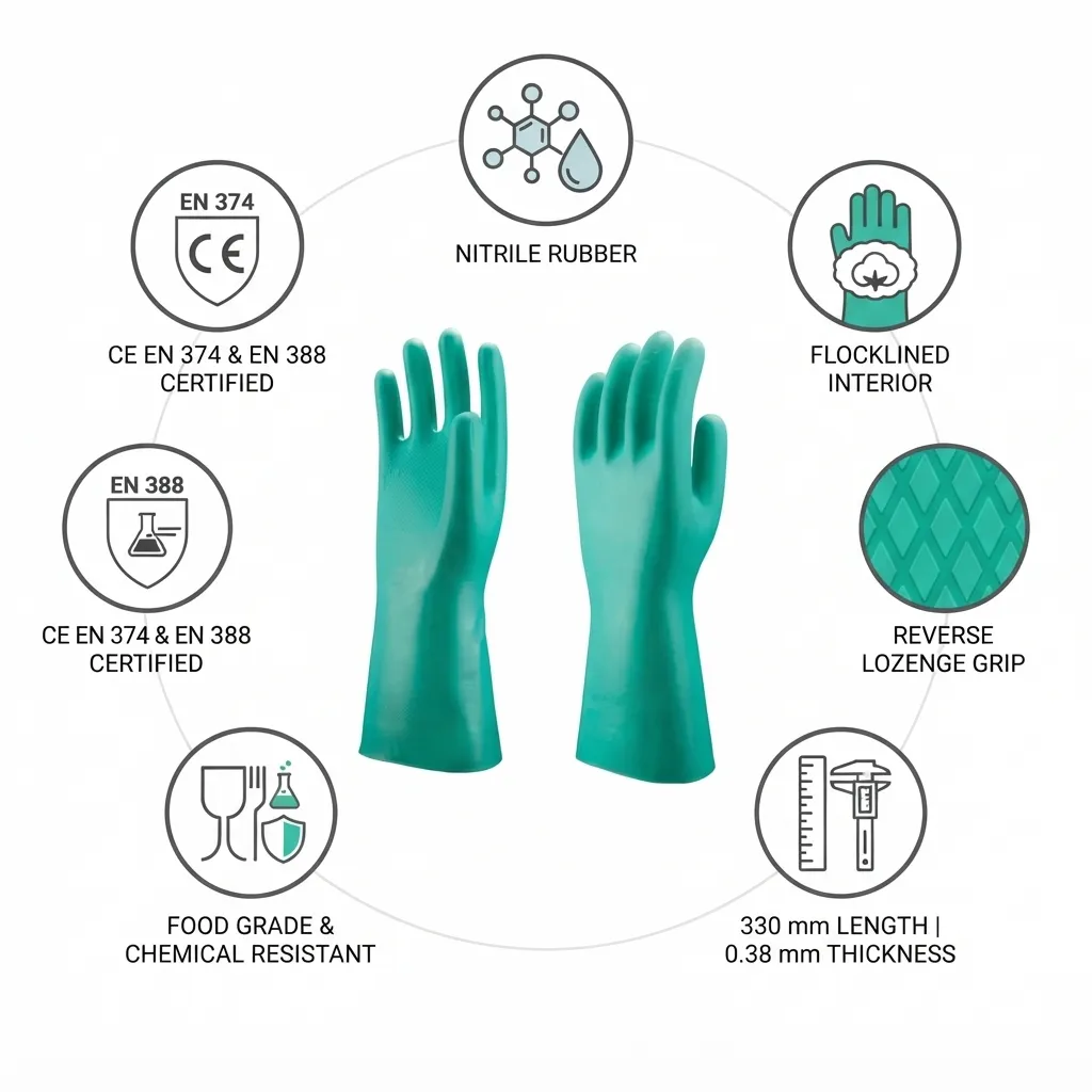 DPL Interface Plus Flocklined Food Grade & Chemical Resistant Nitrile Gloves