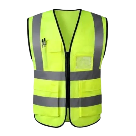 4-Pocket High Visibility Safety Vest with Reflective Strips