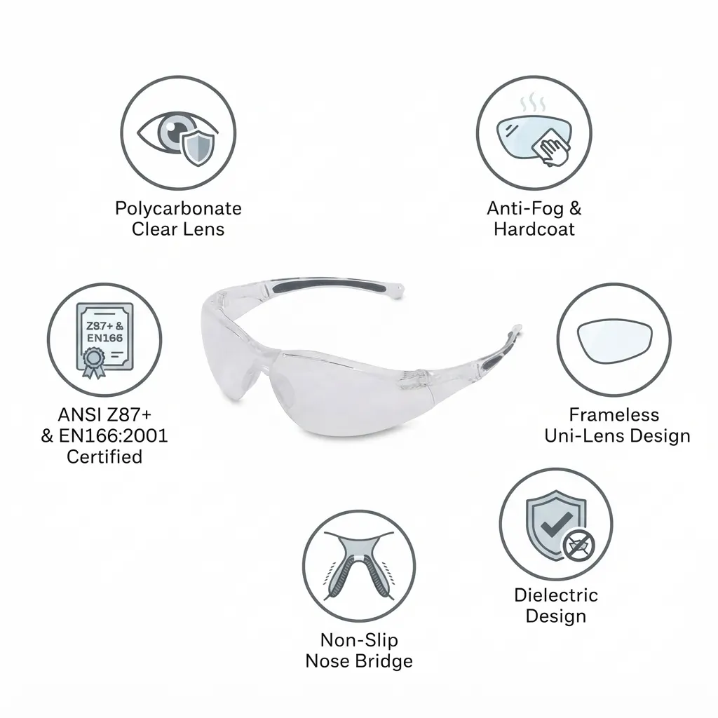 Honeywell A800 Anti Scrated & Anit Fog Polycarbonate Clear Lens Safety Spectacles — view 4