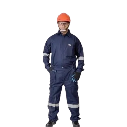 Breathable Cotton Navy Blue Fire Retardant Suit Work Safety Firemen Uniform Coveralls — view 2