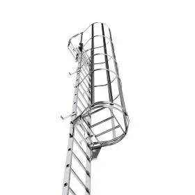 Heavy Duty Steel and Aluminum Fixed External Wall Safety Cage Ladder for Maintenance — view 2