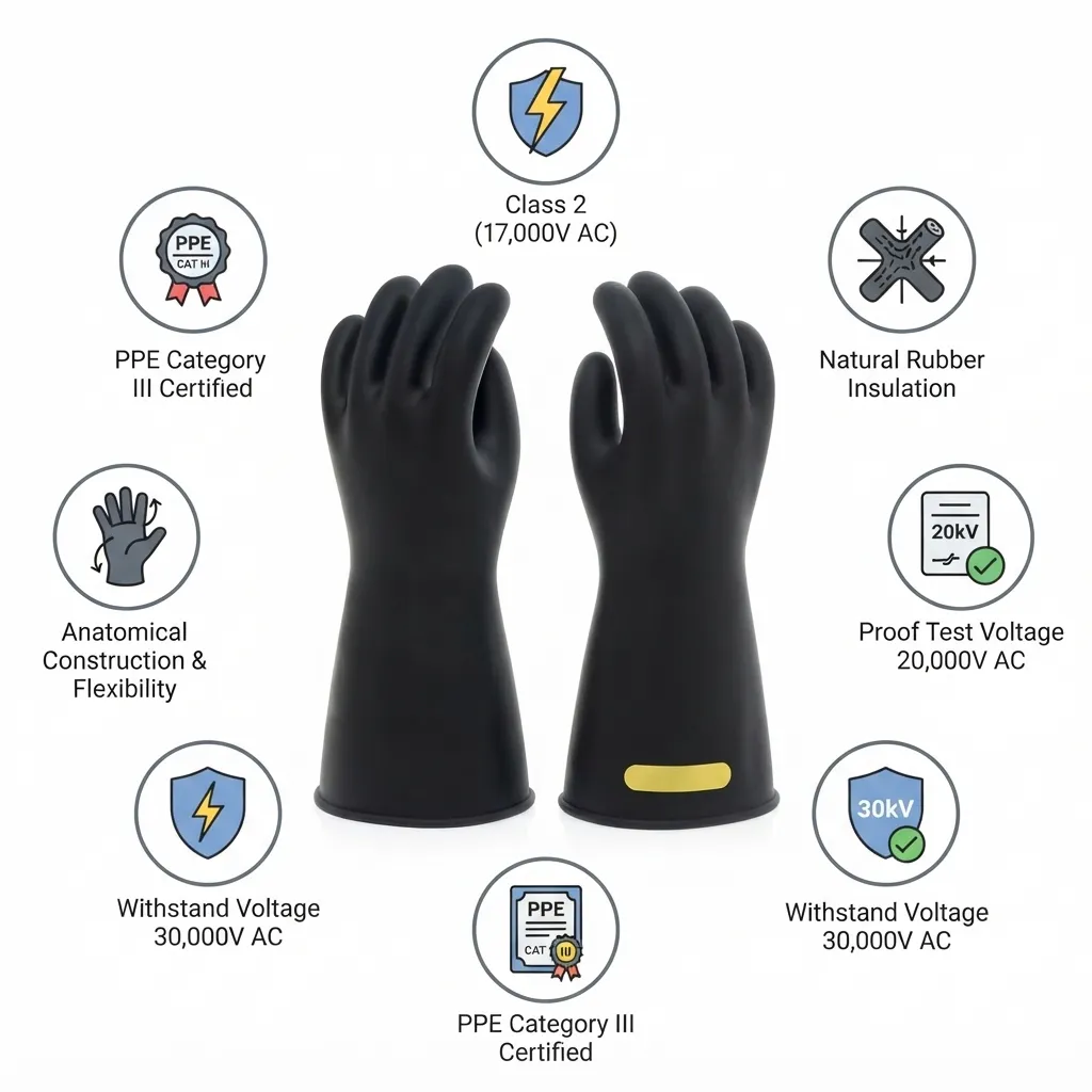 DPL Linepro 17000 Volts (17KV) Electrical Insulated Class 2 Waterproof Rubber Gloves