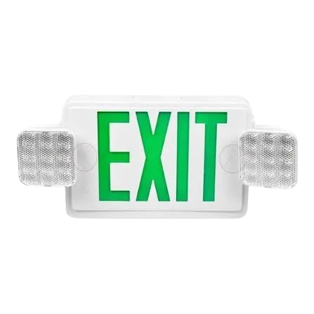 LED Combo Emergency Exit Sign Green or Red Letters with Emergency Light