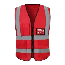 4 Pocket High Visibility Red 140 GSM Safety Vest with Reflective Strips