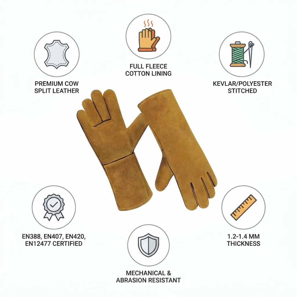 JNM3002 Premium Mechanical & Abrasion Resistance Leather Welding Gloves