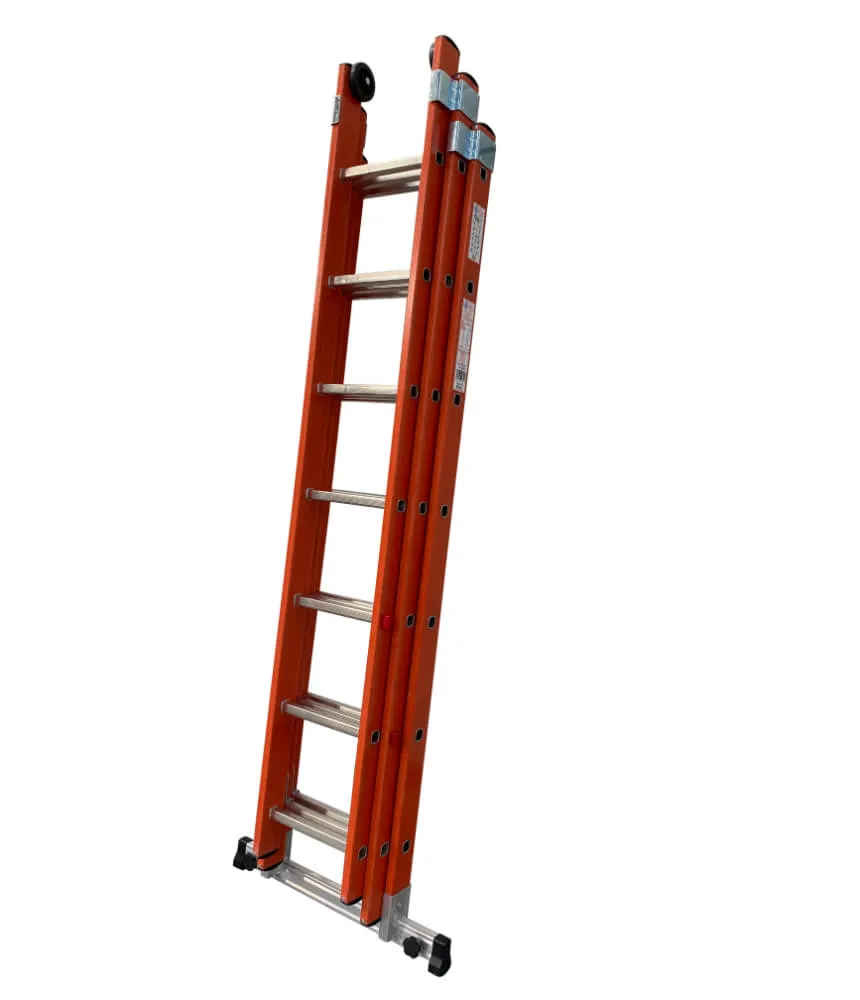 Heavy Duty Fiberglass Triple Extension Safety Ladder — view 2