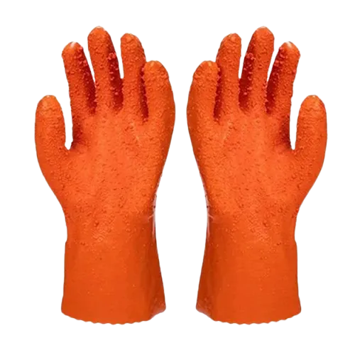 Orange PVC 708 Anti Slip & Waterproof Strong Grip Safety Protection Gloves