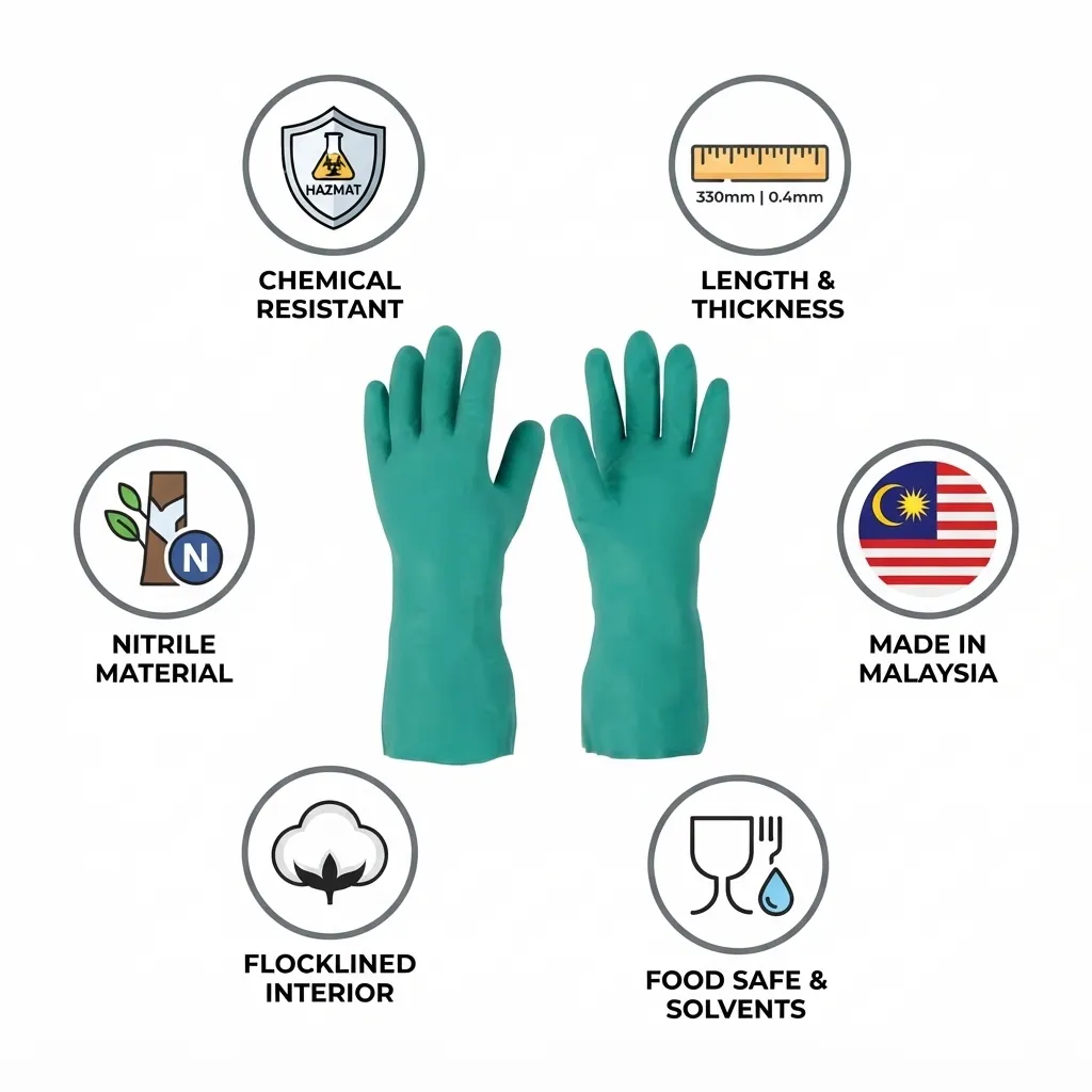 Rubberex RN15 Flocklined Food Grade & Chemical Resistant Nitrile Gloves