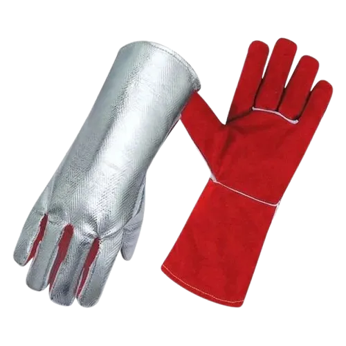 JNM3019 Aluminum Foil 800 Degrees Heat Resistant Industrial Leather Welding Gloves