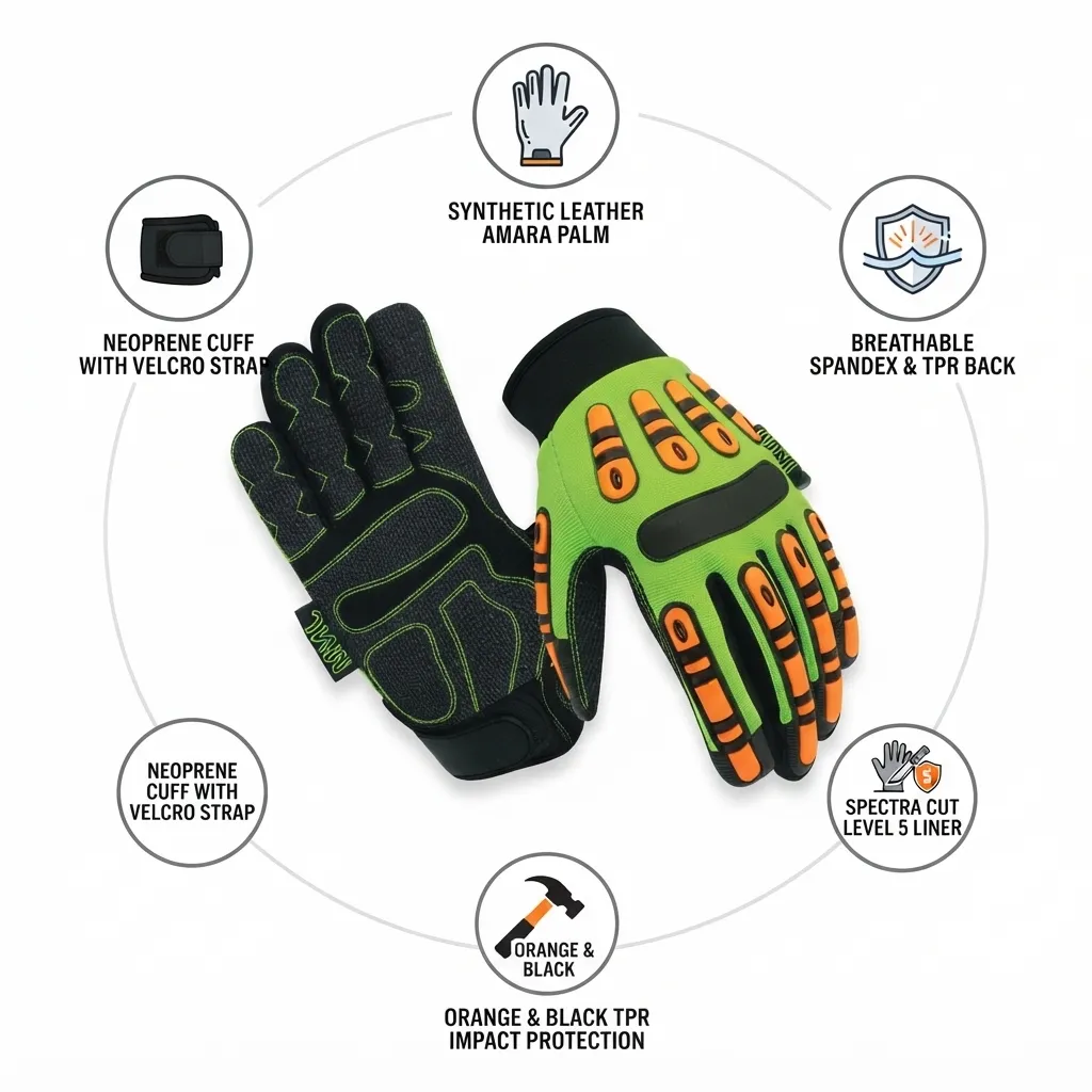 JNM1015 Cut Level 5 Impact & Cut Resistant Mechanical Hazard Safety Leather Work Gloves