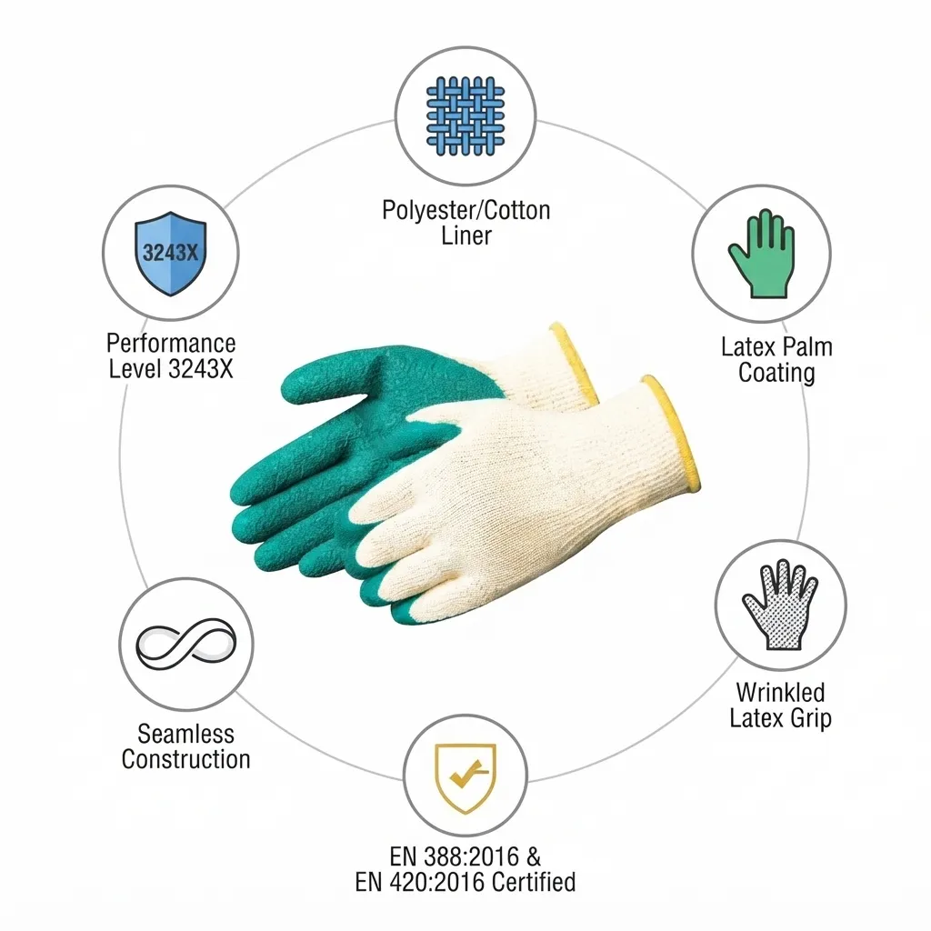 Safety Jogger Constucto 3243X ESD Anti Static Latex Coated Cotton Safety Gloves