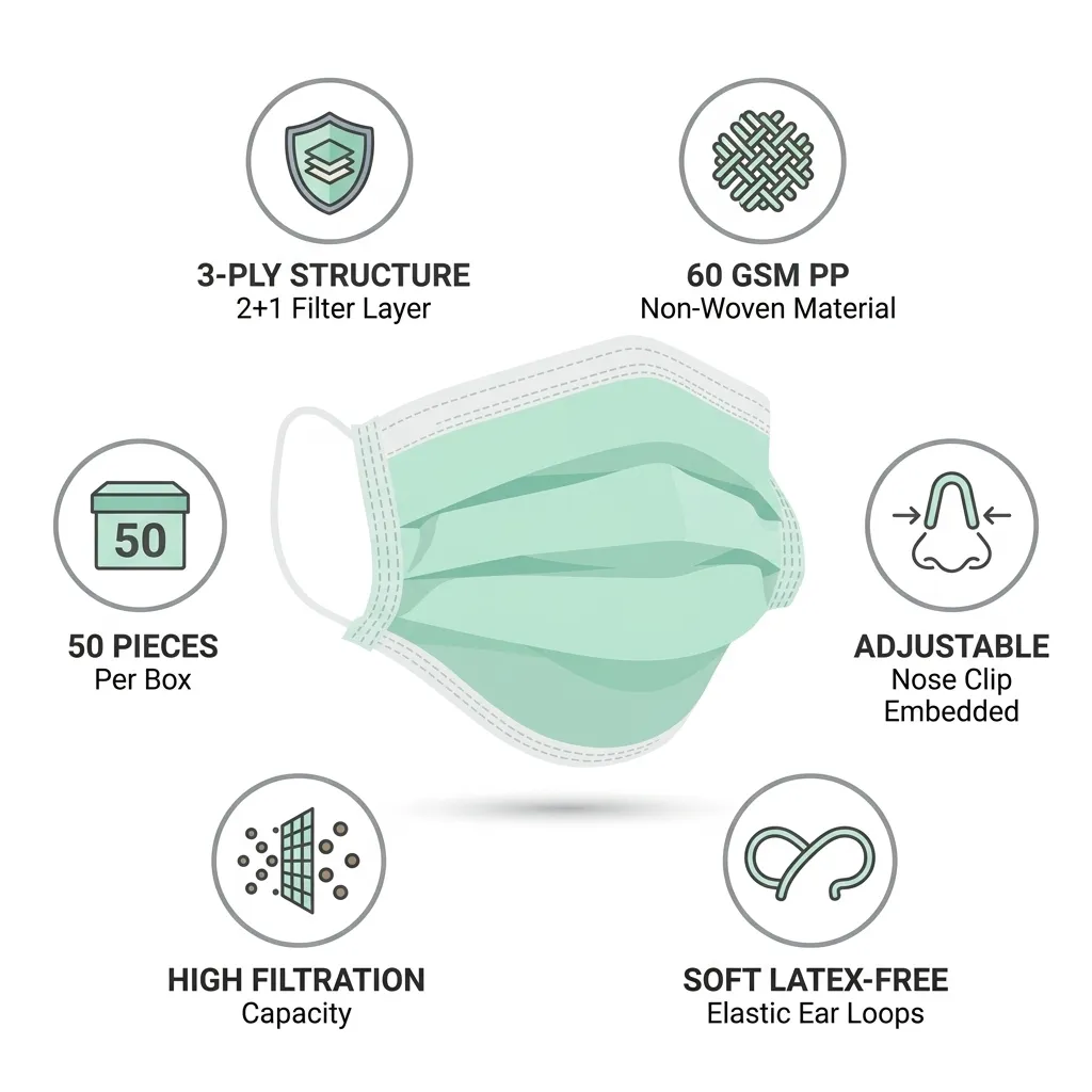 Disposable Surgical 3-Ply Face Mask