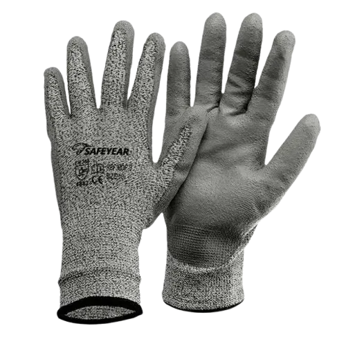 Safeyear PD8045 Cut Resistant Level 3 PU Coated Safety Work Gloves — view 2