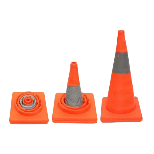 Folding Collapsible ABS Plastic Base Orange/Grey Reflective Safety Traffic Cone — view 3
