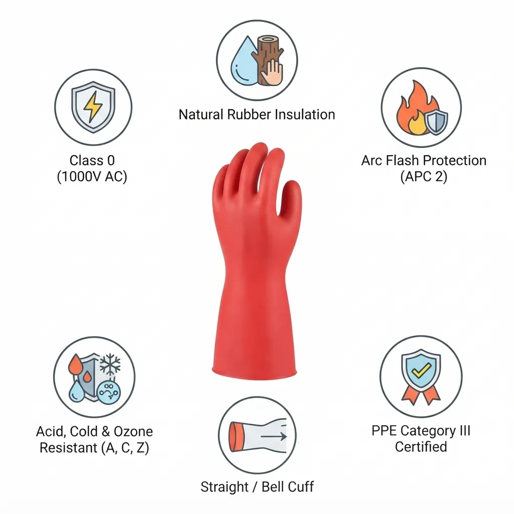 DPL Linepro 1000 Volts Electrical Insulated Class 0 Waterproof Rubber Gloves