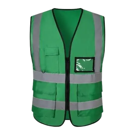 4 Pocket High Visibility Green 140 GSM Safety Vest with Reflective Strips