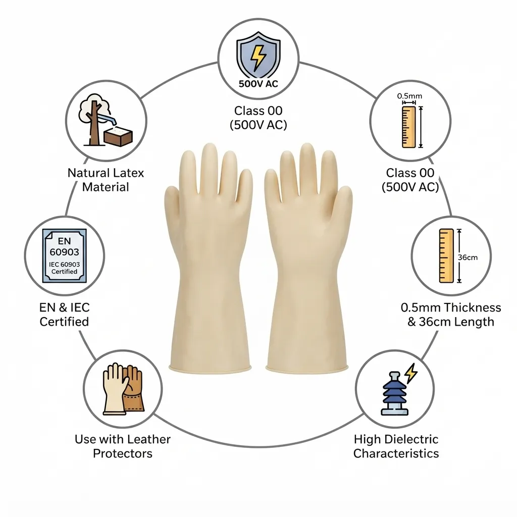 Honeywell Electrosoft Class 00 500 Volts (0.5KV) Rubber Gloves