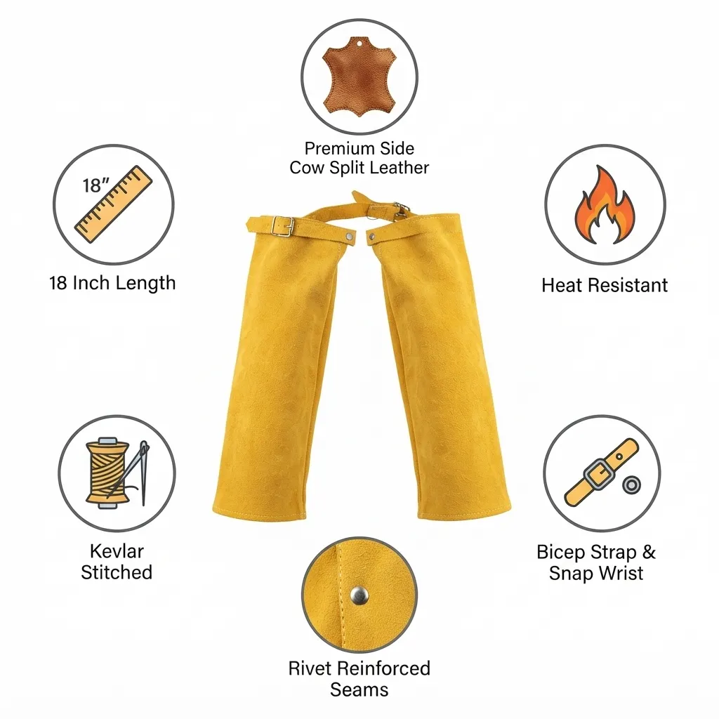 JNM8016 Heat Resistant Welding Leather Arm Sleeves