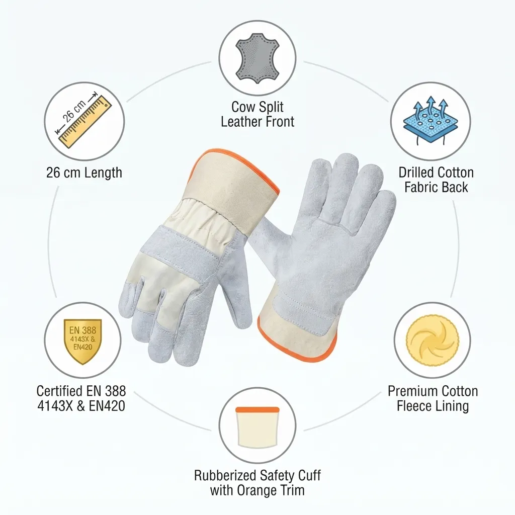 JNM2004 Premium Canadian Rigger Industrial Safety Leather Work Gloves
