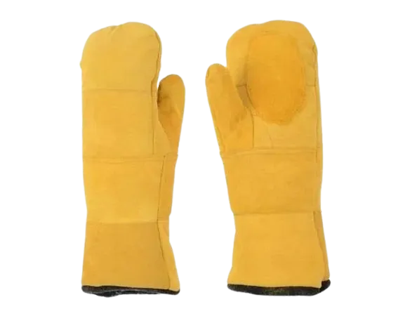 Heat Resistant Oven Mitt Thick Body Leather Thumb Gloves — view 2