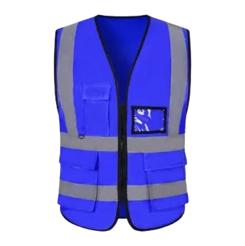 4 Pocket High Visibility Blue 140 GSM Safety Vest with Reflective Strips