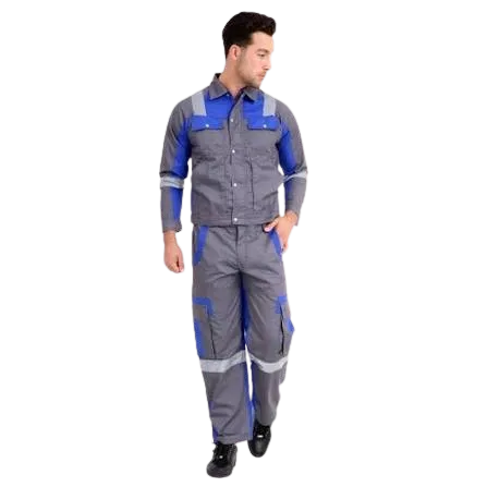 American 110 RBG Fabric 240 GSM European Elegance Safety Coverall With Blue Reflective Cloth