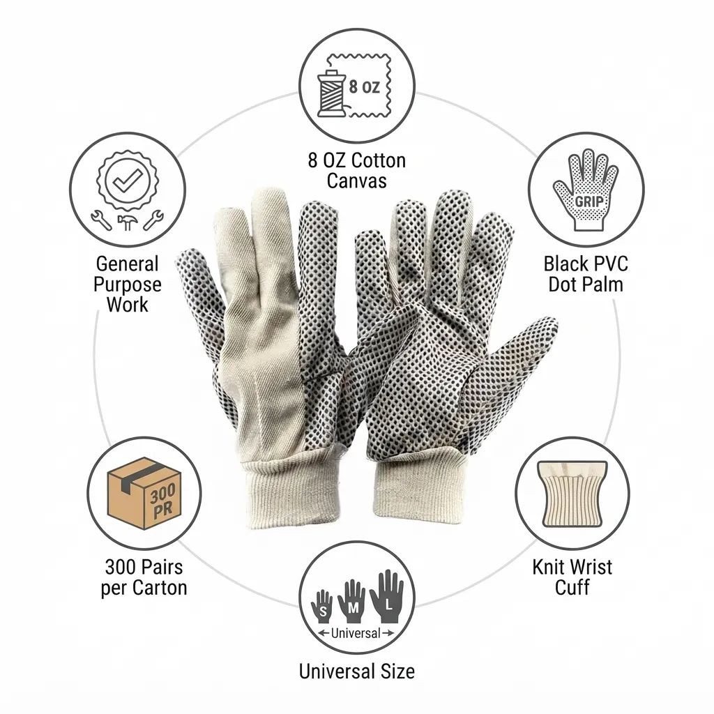 Safeyear FL5519A PVC Drill Polka Dotted Cotton Work Gloves