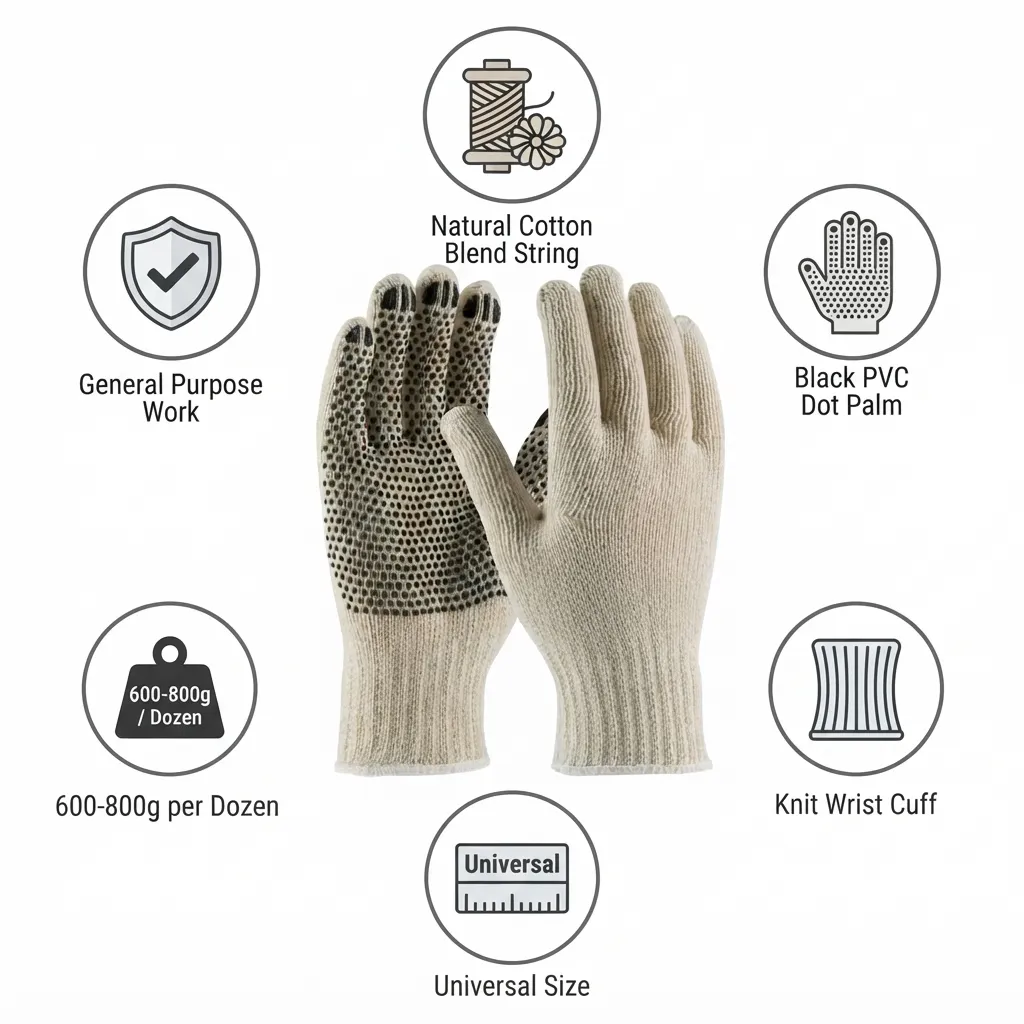 Safeyear FL7259 PVC Polka Dotted Knit Cotton Work Gloves