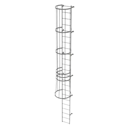 Heavy Duty Steel and Aluminum Fixed External Wall Safety Cage Ladder for Maintenance