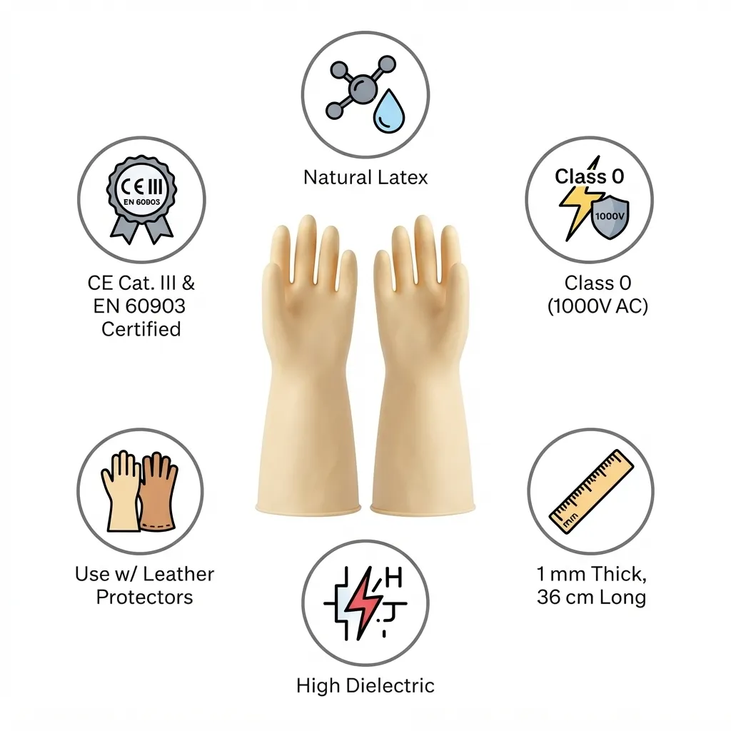 Honeywell Electrosoft Class 0 1000 Volts (1KV) Rubber Gloves