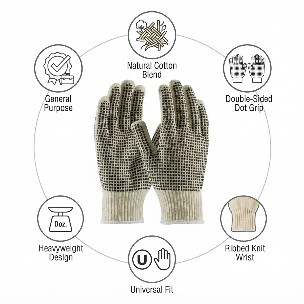 Safeyear Double Side PVC Polka Dotted Knit Cotton Work Gloves