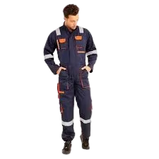 Prime Captain EUC280NV Cotton Fabric 280 GSM European Elegance Safety Coverall With Grey Reflective Cloth — view 2