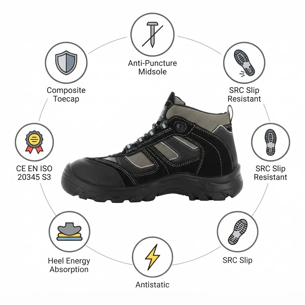 Safety Jogger CLIMBER S3 Slip Resistant SRC Mid-Cut Safety Shoes