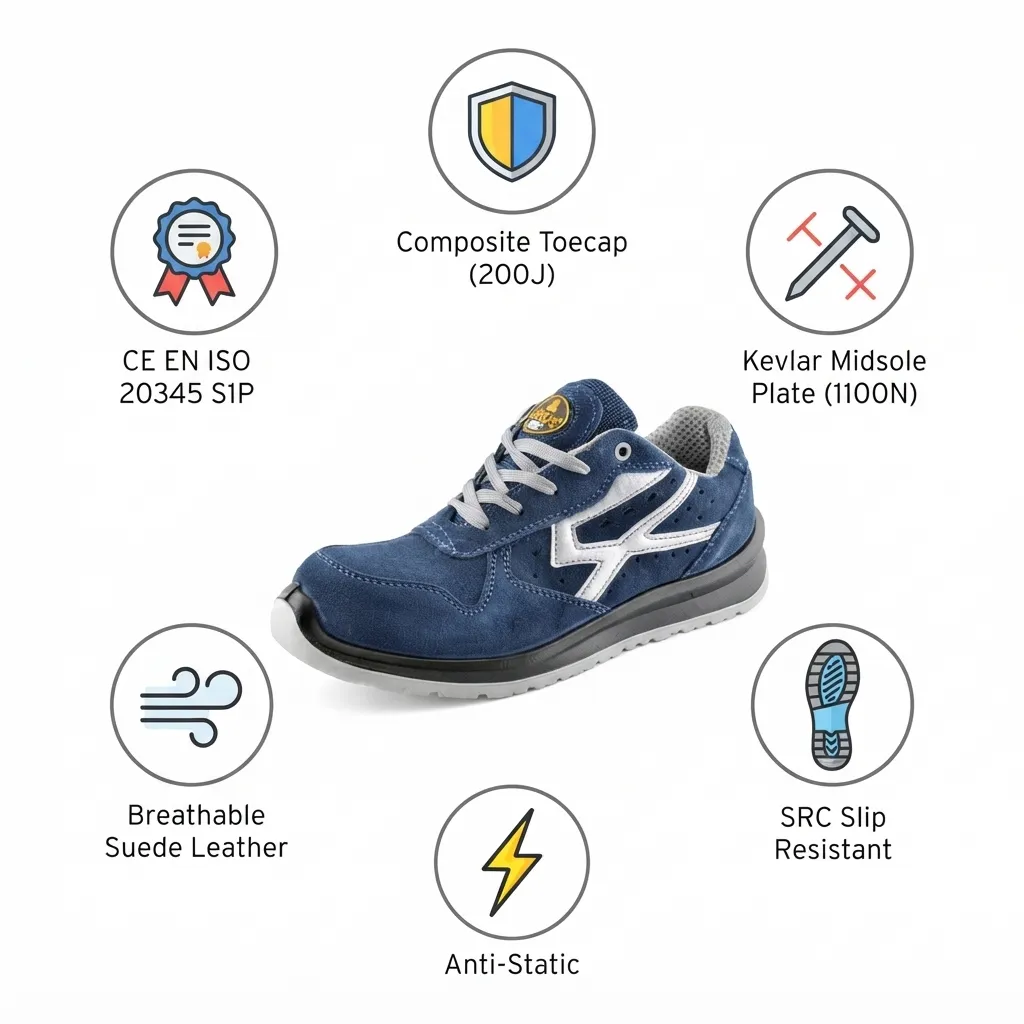 Safetoe L-7328 Blue S1P SRC Slip Resistant Low Ankle Safety Shoes