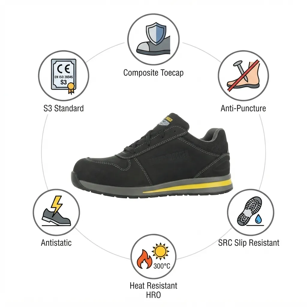 Safety Jogger TURBO S3 Slip Resistant SRC Heat Resistant HRO Low-Cut Safety Shoes
