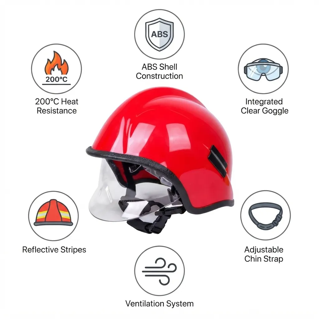 American Style ABS Fire Fighting Fireman Helmet With Goggles