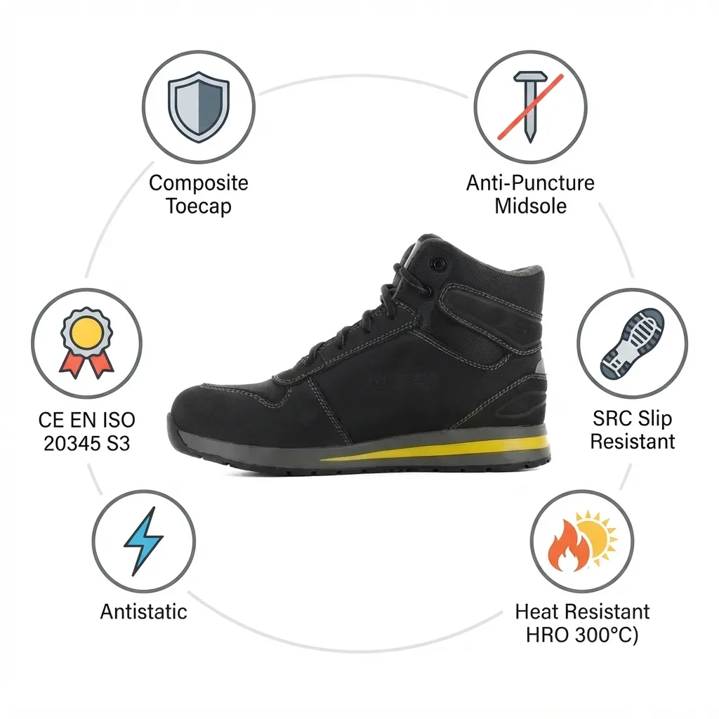 Safety Jogger SPEEDY S3 HRO Heat Resistant Outsole SRC Fashionable Mid-Cut Safety Shoes