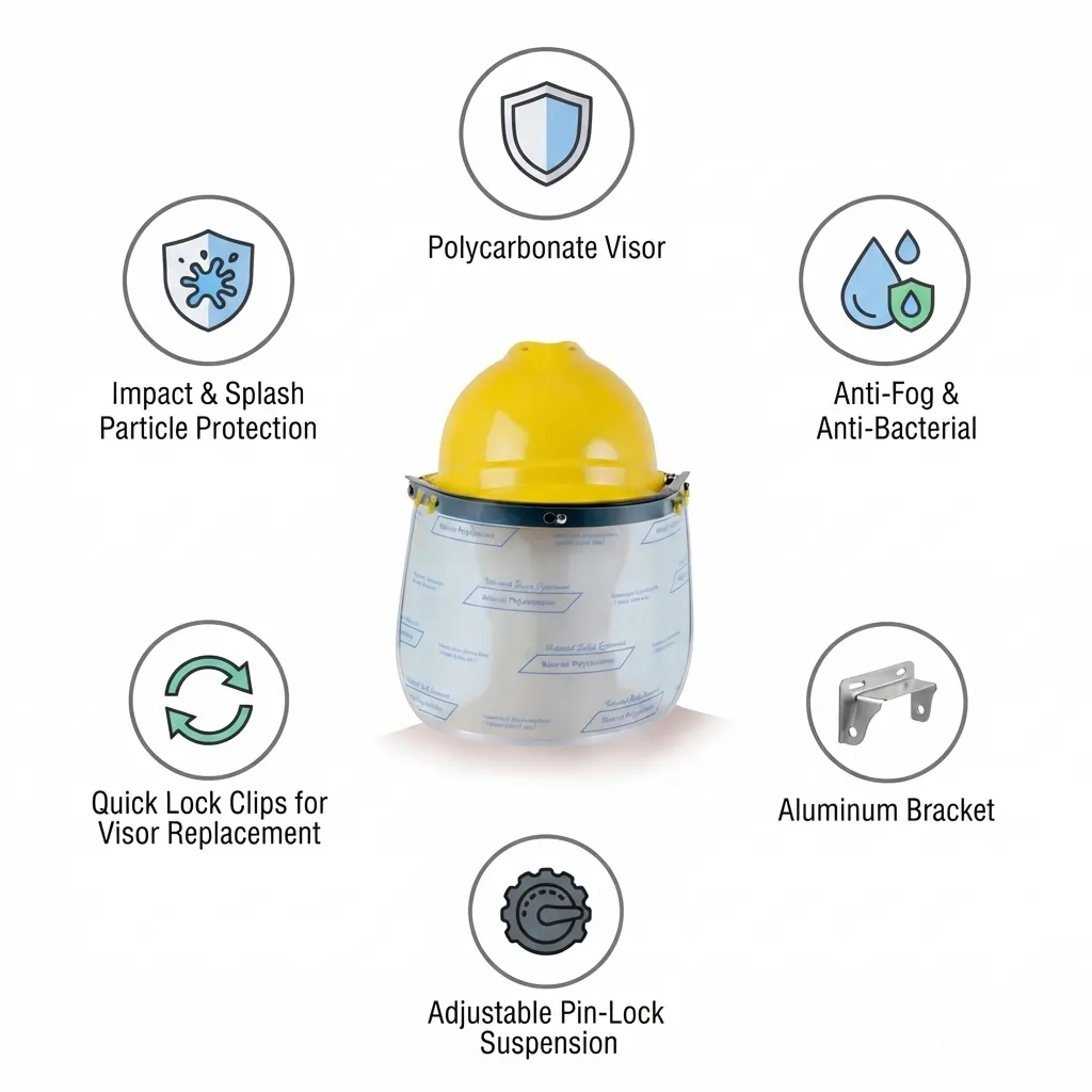 Safeyear W-018 Safety Helmet Attached Bracket With Visor Face Shield
