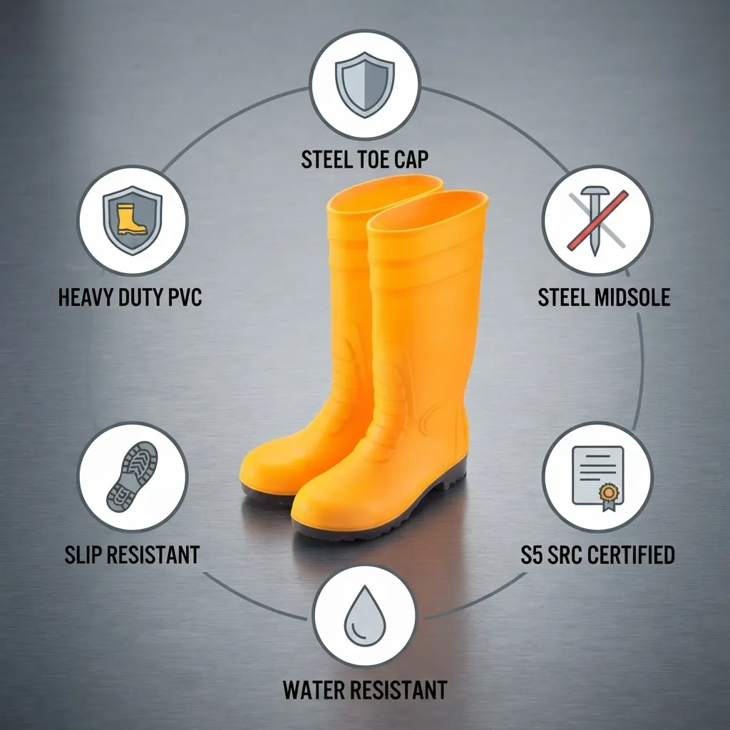 Safetoe W-6038 Yellow S5 SRC Heavy Duty Safety Boots