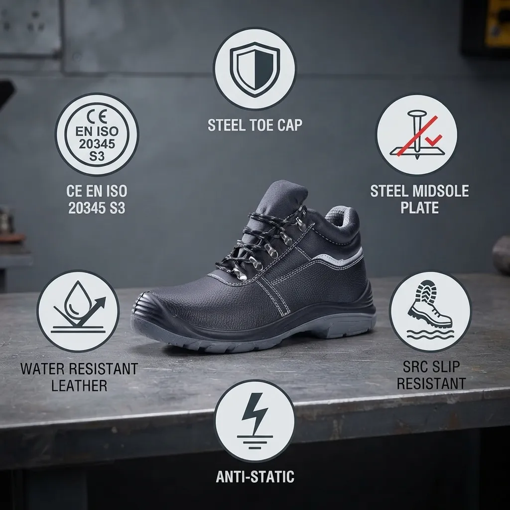 Safetoe M-8027 BESTBOY S3 SRC Slip Resistant High Ankle Safety Shoes