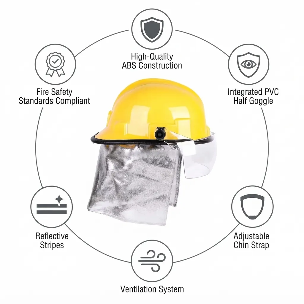 Durable Style ABS Fire Proof Fireman Safety Helmet With PVC Half Goggle
